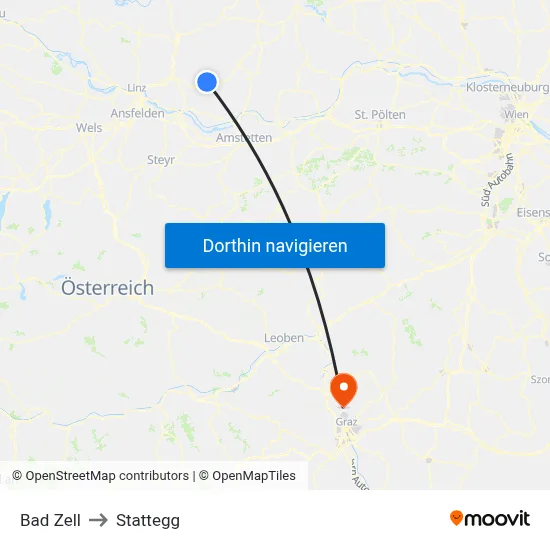Bad Zell to Stattegg map