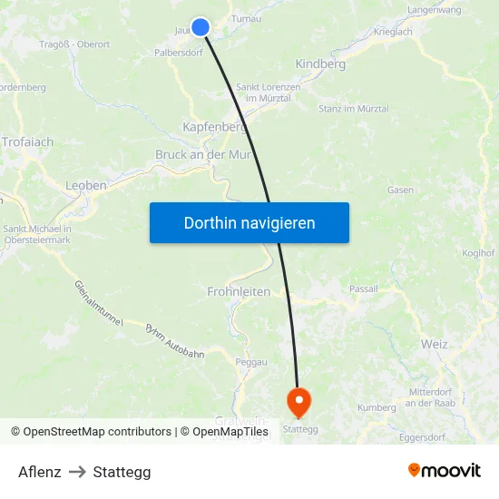 Aflenz to Stattegg map