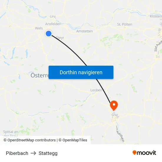 Piberbach to Stattegg map