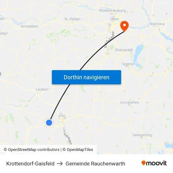 Krottendorf-Gaisfeld to Gemeinde Rauchenwarth map