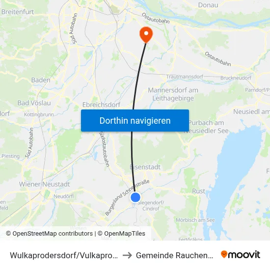 Wulkaprodersdorf/Vulkaprodrštof to Gemeinde Rauchenwarth map