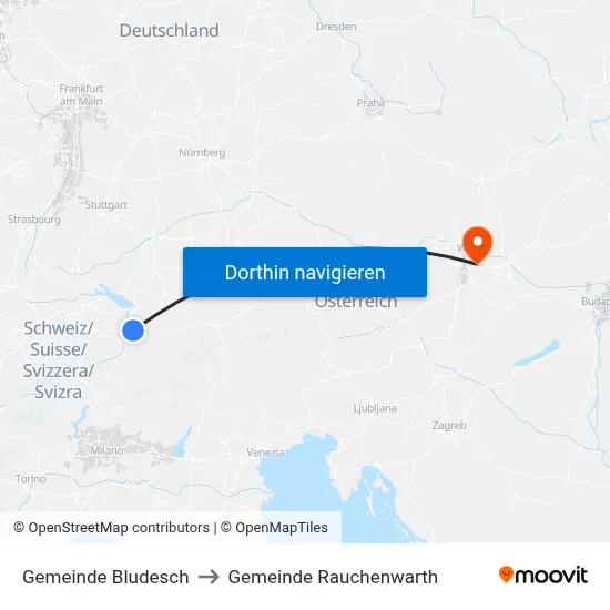 Gemeinde Bludesch to Gemeinde Rauchenwarth map
