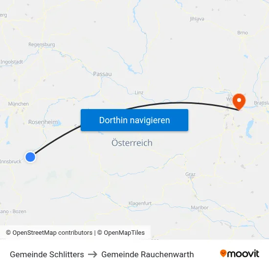 Gemeinde Schlitters to Gemeinde Rauchenwarth map