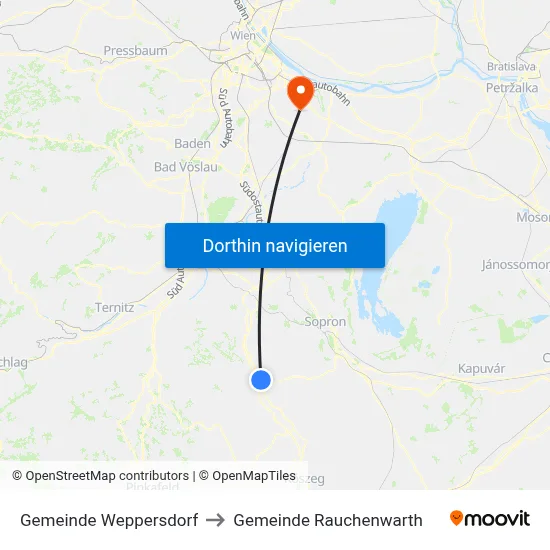 Gemeinde Weppersdorf to Gemeinde Rauchenwarth map