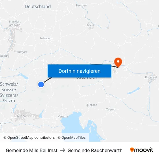 Gemeinde Mils Bei Imst to Gemeinde Rauchenwarth map