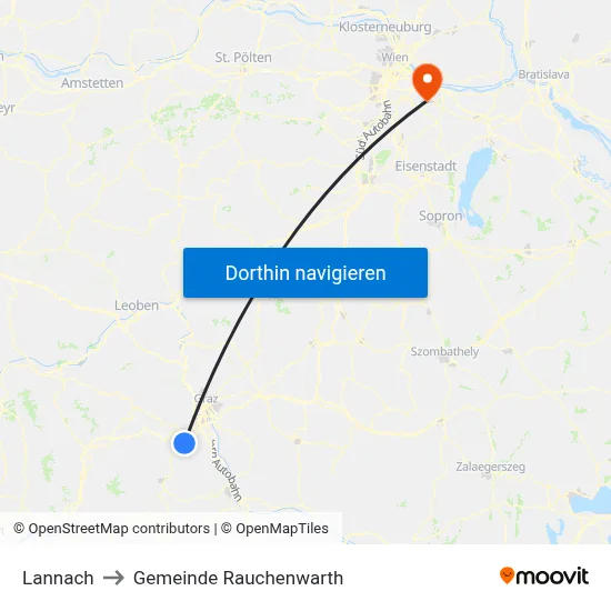 Lannach to Gemeinde Rauchenwarth map