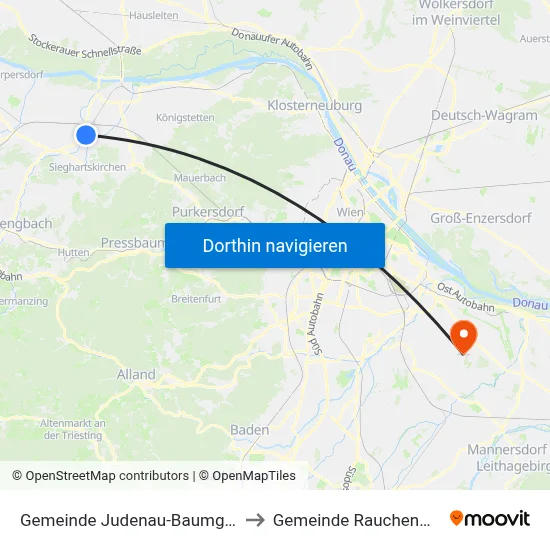 Gemeinde Judenau-Baumgarten to Gemeinde Rauchenwarth map