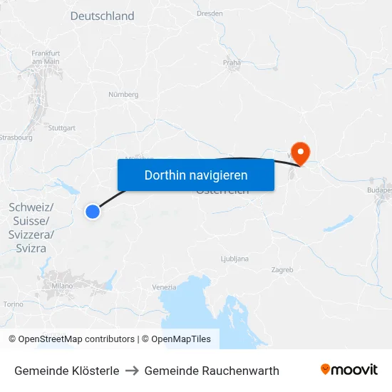 Gemeinde Klösterle to Gemeinde Rauchenwarth map