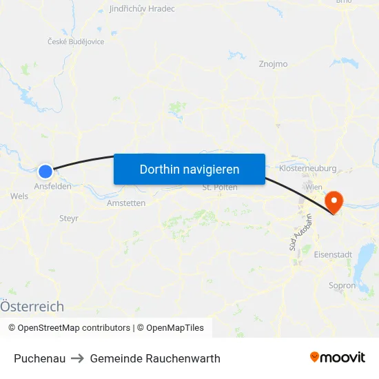 Puchenau to Gemeinde Rauchenwarth map
