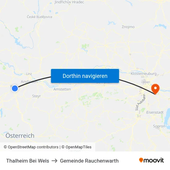 Thalheim Bei Wels to Gemeinde Rauchenwarth map