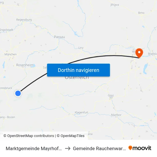 Marktgemeinde Mayrhofen to Gemeinde Rauchenwarth map