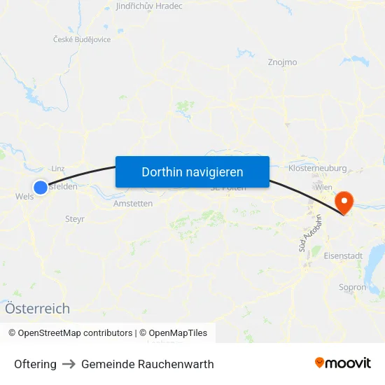 Oftering to Gemeinde Rauchenwarth map