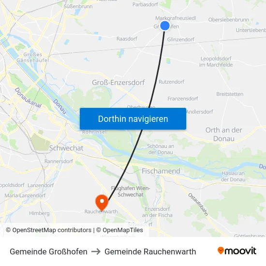 Gemeinde Großhofen to Gemeinde Rauchenwarth map