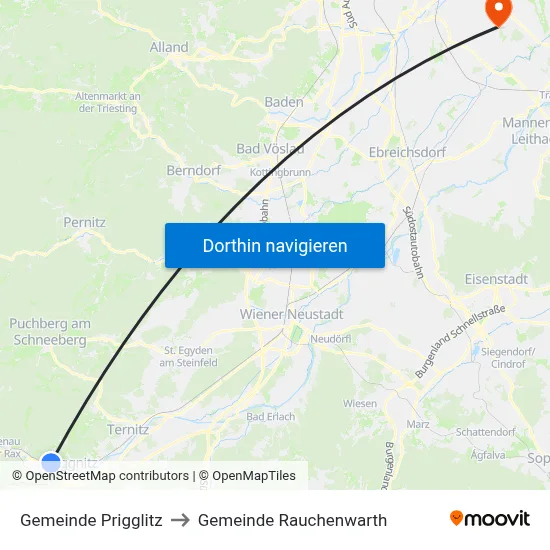 Gemeinde Prigglitz to Gemeinde Rauchenwarth map
