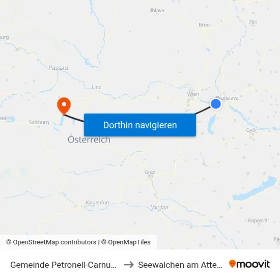 Gemeinde Petronell-Carnuntum to Seewalchen am Attersee map