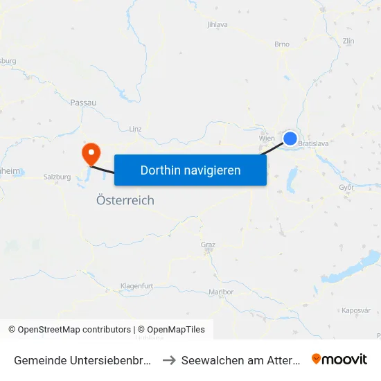 Gemeinde Untersiebenbrunn to Seewalchen am Attersee map