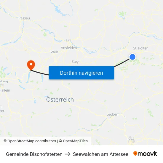 Gemeinde Bischofstetten to Seewalchen am Attersee map