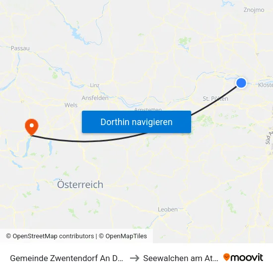 Gemeinde Zwentendorf An Der Donau to Seewalchen am Attersee map