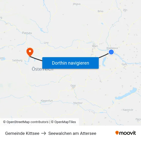 Gemeinde Kittsee to Seewalchen am Attersee map