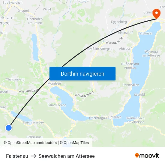 Faistenau to Seewalchen am Attersee map