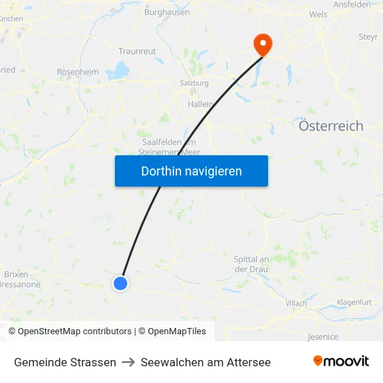 Gemeinde Strassen to Seewalchen am Attersee map