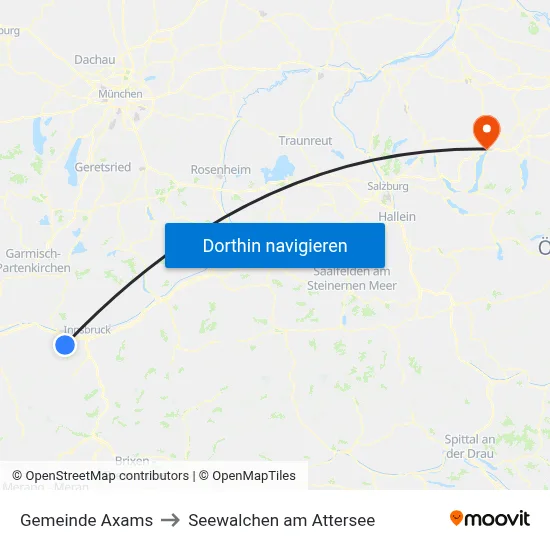 Gemeinde Axams to Seewalchen am Attersee map