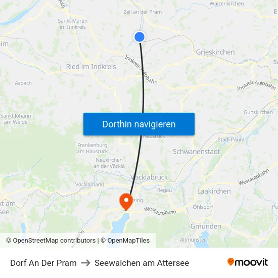 Dorf An Der Pram to Seewalchen am Attersee map
