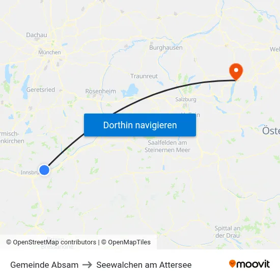 Gemeinde Absam to Seewalchen am Attersee map