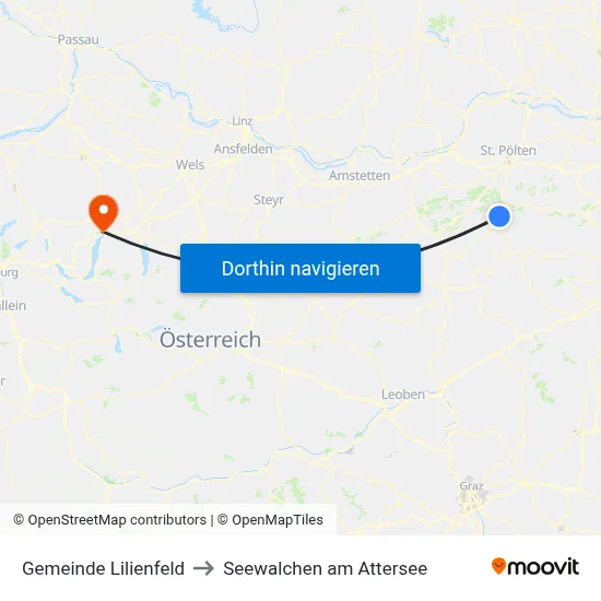 Gemeinde Lilienfeld to Seewalchen am Attersee map