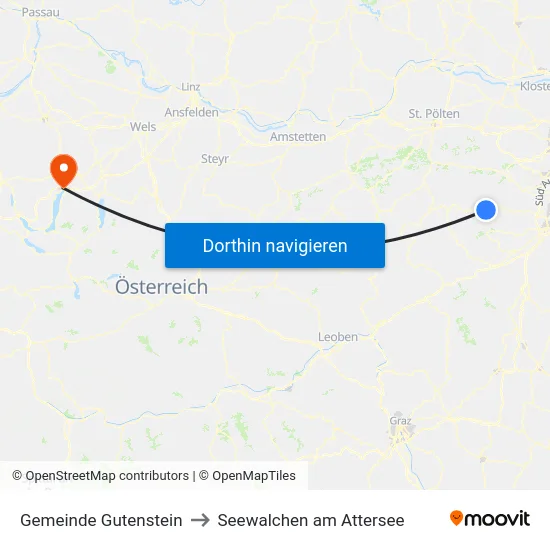 Gemeinde Gutenstein to Seewalchen am Attersee map