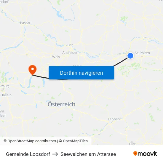 Gemeinde Loosdorf to Seewalchen am Attersee map