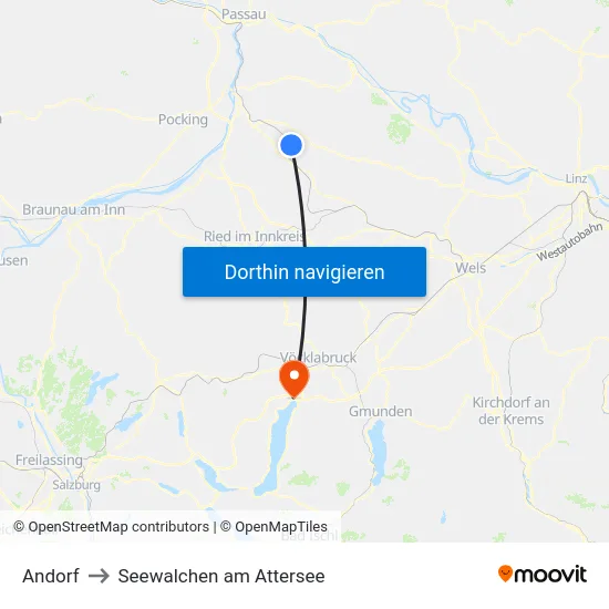 Andorf to Seewalchen am Attersee map