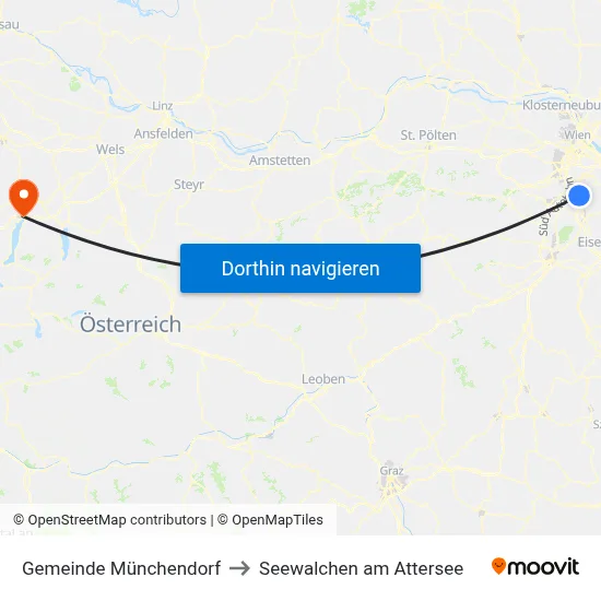 Gemeinde Münchendorf to Seewalchen am Attersee map