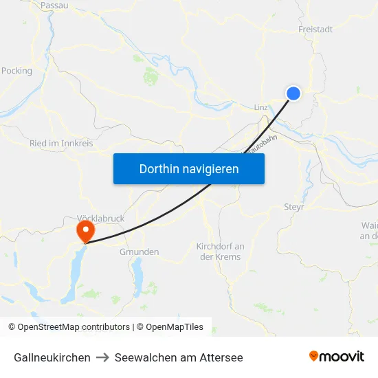 Gallneukirchen to Seewalchen am Attersee map