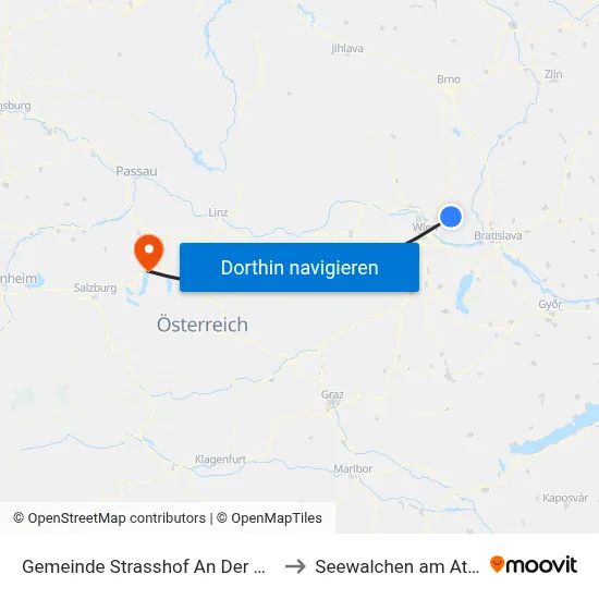 Gemeinde Strasshof An Der Nordbahn to Seewalchen am Attersee map