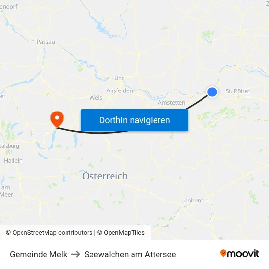 Gemeinde Melk to Seewalchen am Attersee map