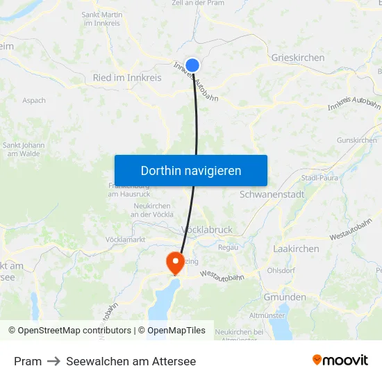 Pram to Seewalchen am Attersee map