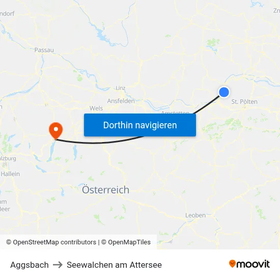 Aggsbach to Seewalchen am Attersee map