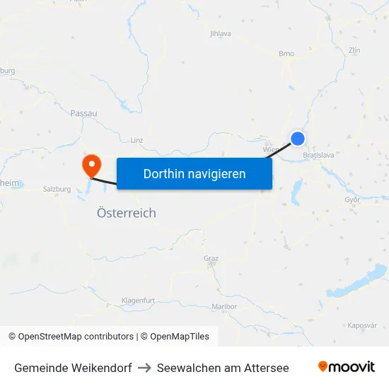 Gemeinde Weikendorf to Seewalchen am Attersee map