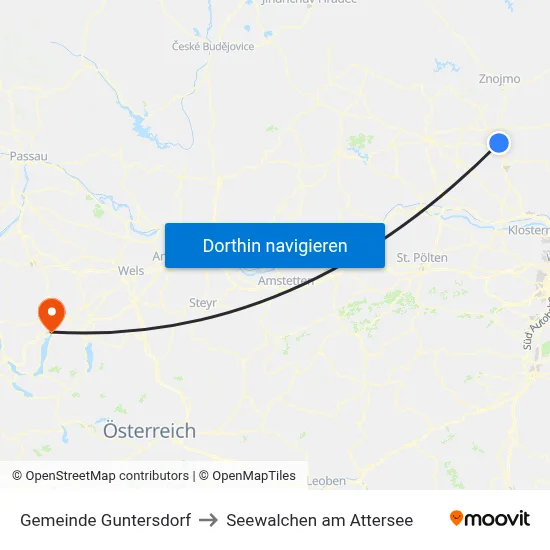 Gemeinde Guntersdorf to Seewalchen am Attersee map