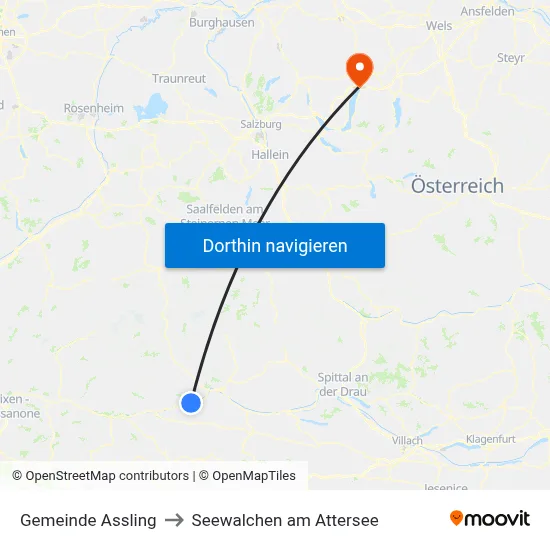 Gemeinde Assling to Seewalchen am Attersee map