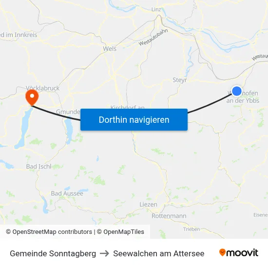 Gemeinde Sonntagberg to Seewalchen am Attersee map