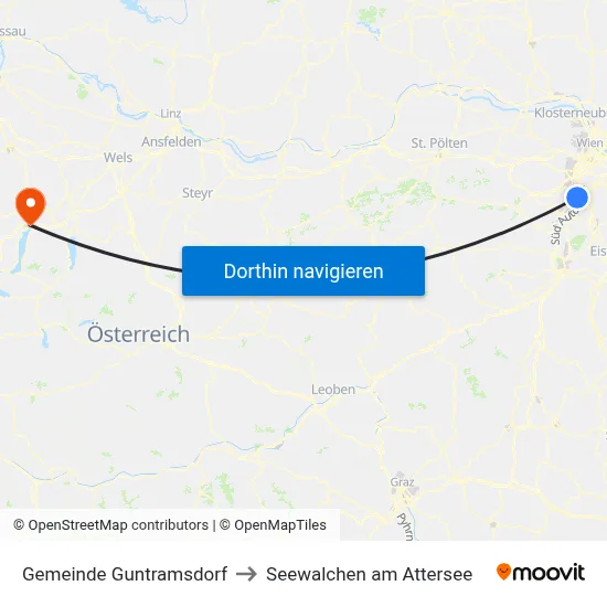 Gemeinde Guntramsdorf to Seewalchen am Attersee map