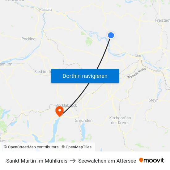 Sankt Martin Im Mühlkreis to Seewalchen am Attersee map