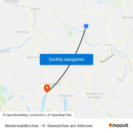 Niederwaldkirchen to Seewalchen am Attersee map