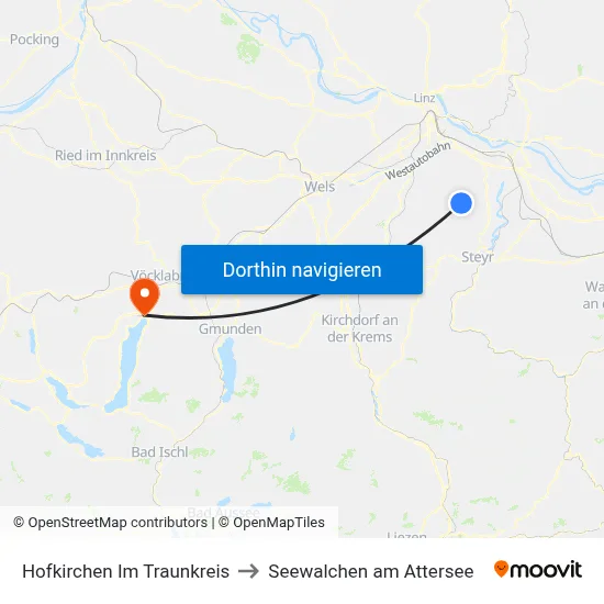 Hofkirchen Im Traunkreis to Seewalchen am Attersee map