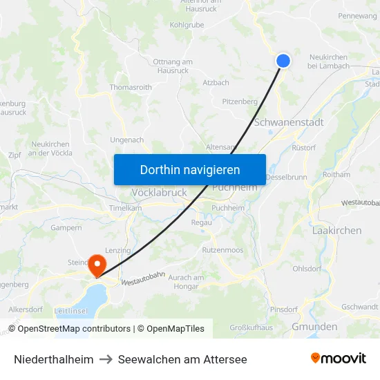 Niederthalheim to Seewalchen am Attersee map