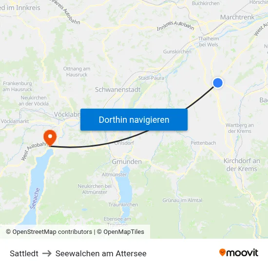 Sattledt to Seewalchen am Attersee map