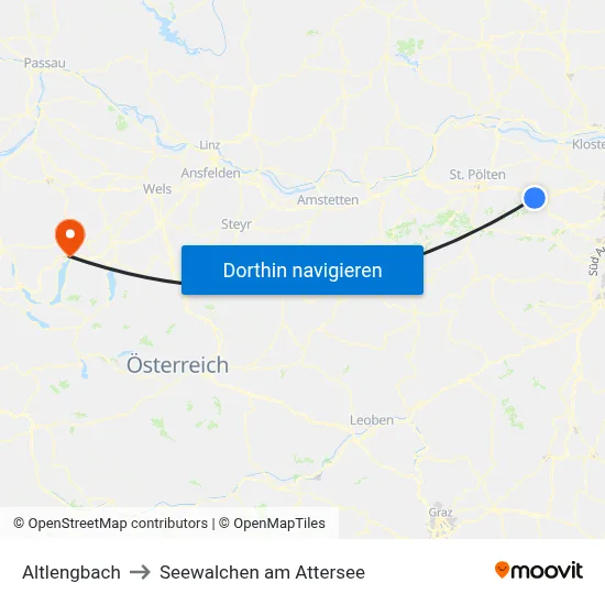 Altlengbach to Seewalchen am Attersee map