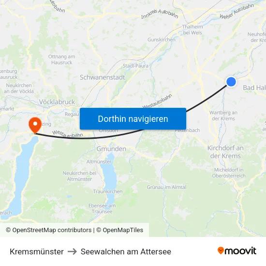 Kremsmünster to Seewalchen am Attersee map